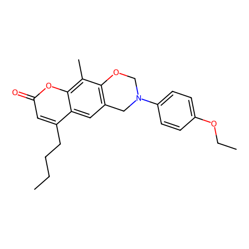 6-butyl-3-(4-ethoxyphenyl)-10-methyl-3,4-dihydrochromeno[6,7-e][1,3]oxazin-8(2H)-one structure