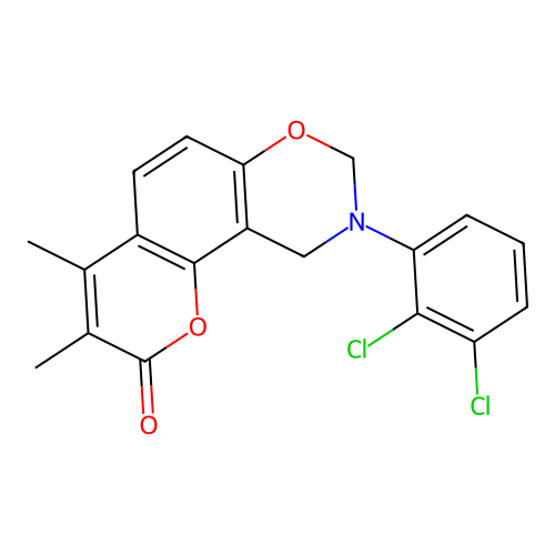 9-(2,3-dichlorophenyl)-3,4-dimethyl-9,10-dihydrochromeno[8,7-e][1,3]oxazin-2(8H)-one structure