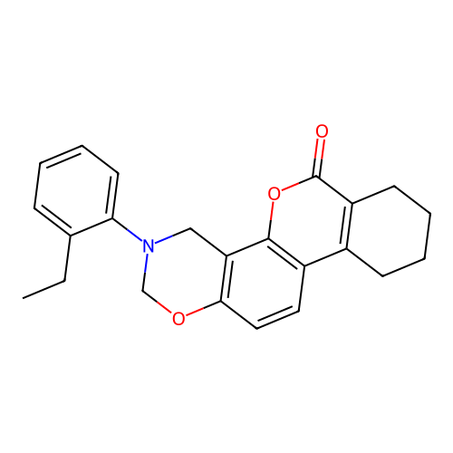 3-(2-ethylphenyl)-3,4,7,8,9,10-hexahydrobenzo[3,4]chromeno[8,7-e][1,3]oxazin-6(2H)-one structure
