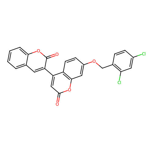 7'-[(2,4-dichlorobenzyl)oxy]-2H,2'H-3,4'-bichromene-2,2'-dione structure