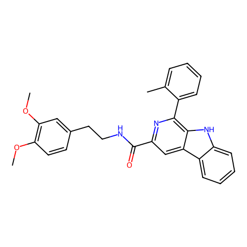 N-(3,4-dimethoxyphenethyl)-1-(o-tolyl)-9H-pyrido[3,4-b]indole-3-carboxamide structure