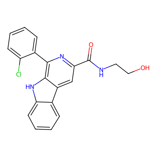 1-(2-chlorophenyl)-N-(2-hydroxyethyl)-9H-pyrido[3,4-b]indole-3-carboxamide structure