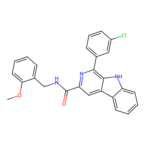 1-(3-chlorophenyl)-N-(2-methoxybenzyl)-9H-beta-carboline-3-carboxamide structure