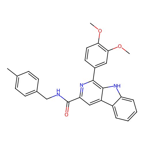 1-(3,4-dimethoxyphenyl)-N-(4-methylbenzyl)-9H-beta-carboline-3-carboxamide structure