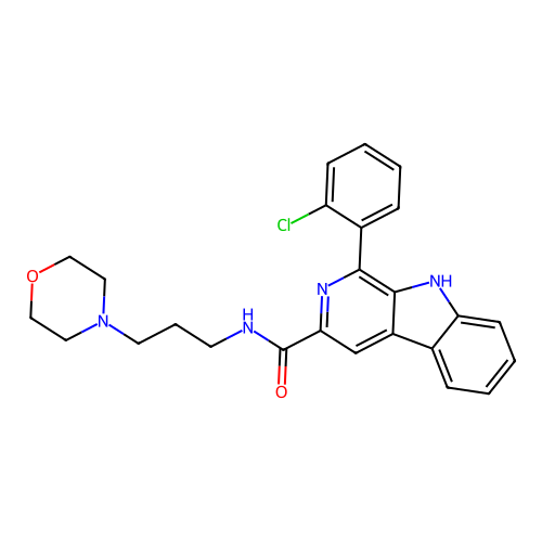 1-(2-chlorophenyl)-N-(3-morpholinopropyl)-9H-pyrido[3,4-b]indole-3-carboxamide structure