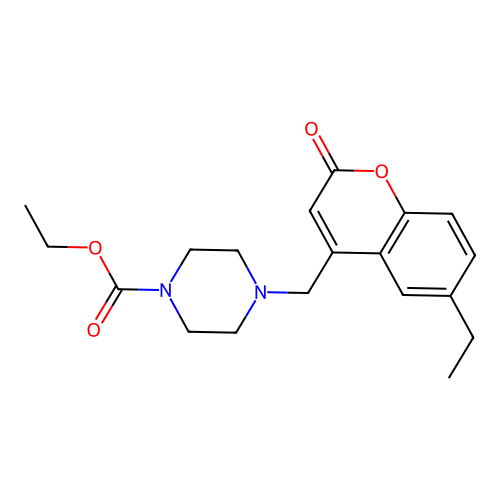 ethyl 4-[(6-ethyl-2-oxo-2H-chromen-4-yl)methyl]piperazine-1-carboxylate structure
