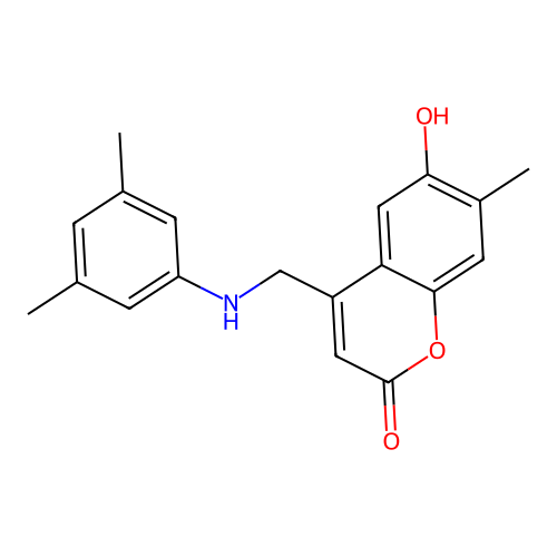 4-{[(3,5-dimethylphenyl)amino]methyl}-6-hydroxy-7-methyl-2H-chromen-2-one structure