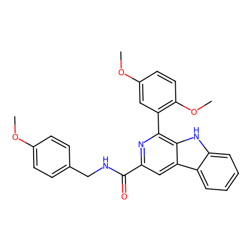 1-(2,5-dimethoxyphenyl)-N-(4-methoxybenzyl)-9H-beta-carboline-3-carboxamide structure