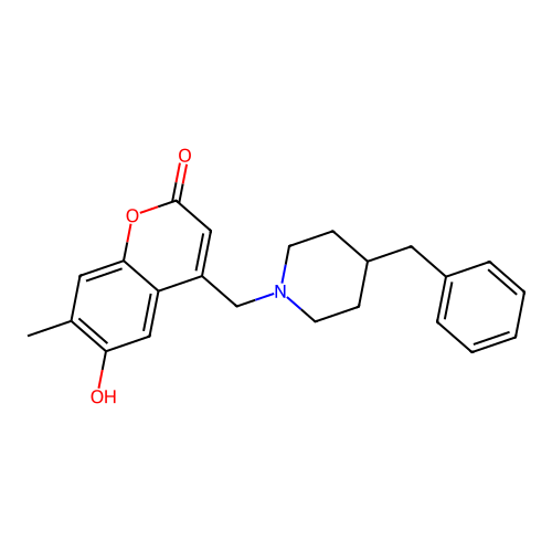 4-[(4-benzylpiperidin-1-yl)methyl]-6-hydroxy-7-methyl-2H-chromen-2-one structure