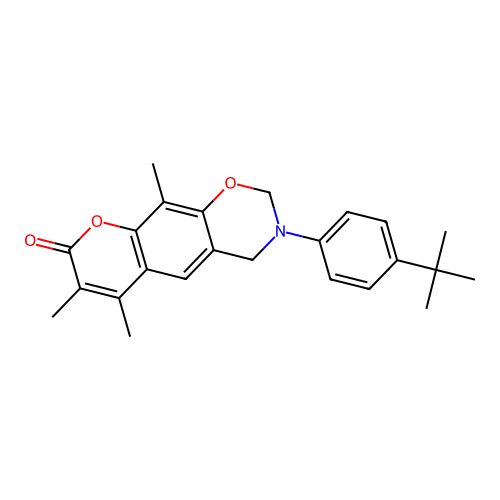 3-(4-(tert-butyl)phenyl)-6,7,10-trimethyl-3,4-dihydrochromeno[6,7-e][1,3]oxazin-8(2H)-one structure