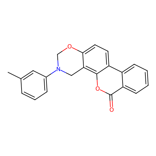 3-(m-tolyl)-3,4-dihydrobenzo[3,4]chromeno[8,7-e][1,3]oxazin-6(2H)-one structure