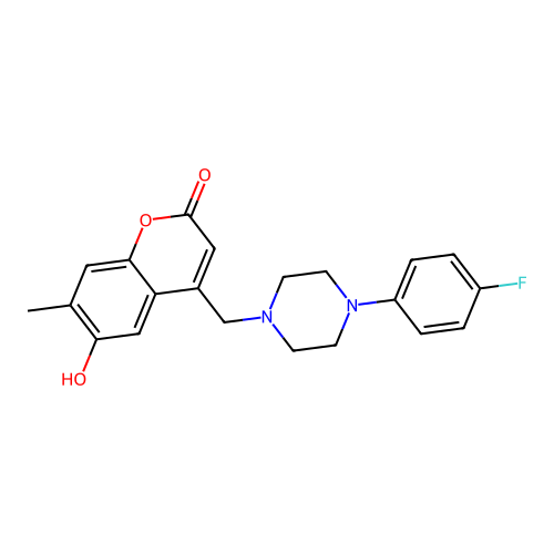 4-{[4-(4-fluorophenyl)piperazin-1-yl]methyl}-6-hydroxy-7-methyl-2H-chromen-2-one structure
