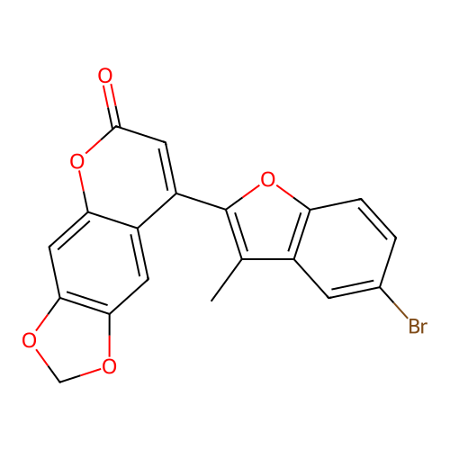 8-(5-bromo-3-methylbenzofuran-2-yl)-6H-[1,3]dioxolo[4,5-g]chromen-6-one structure