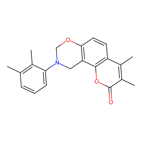 9-(2,3-dimethylphenyl)-3,4-dimethyl-9,10-dihydrochromeno[8,7-e][1,3]oxazin-2(8H)-one structure