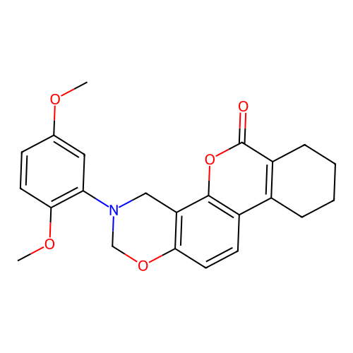 3-(2,5-dimethoxyphenyl)-3,4,7,8,9,10-hexahydrobenzo[3,4]chromeno[8,7-e][1,3]oxazin-6(2H)-one structure