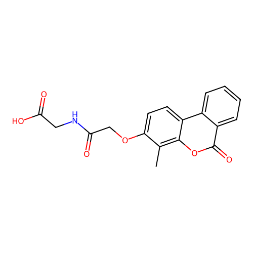 2-(2-((4-methyl-6-oxo-6H-benzo[c]chromen-3-yl)oxy)acetamido)acetic acid structure