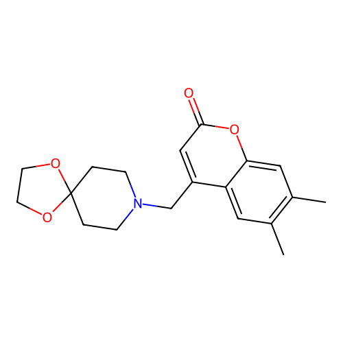 4-(1,4-dioxa-8-azaspiro[4.5]decan-8-ylmethyl)-6,7-dimethyl-2H-chromen-2-one structure