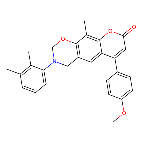 3-(2,3-dimethylphenyl)-6-(4-methoxyphenyl)-10-methyl-3,4-dihydrochromeno[6,7-e][1,3]oxazin-8(2H)-one structure