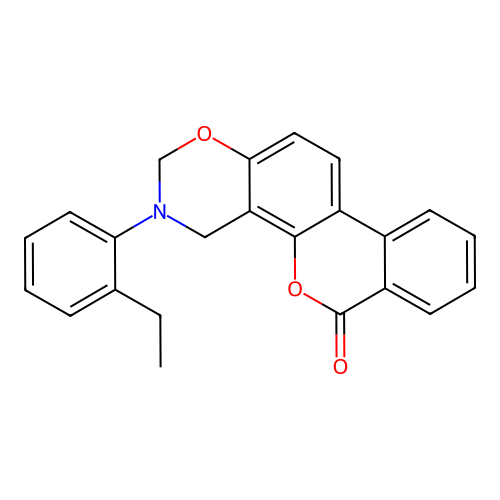 3-(2-ethylphenyl)-3,4-dihydrobenzo[3,4]chromeno[8,7-e][1,3]oxazin-6(2H)-one structure