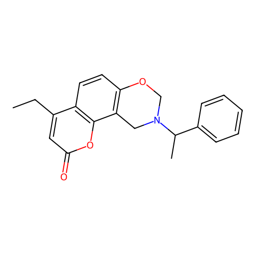 4-ethyl-9-(1-phenylethyl)-9,10-dihydrochromeno[8,7-e][1,3]oxazin-2(8H)-one structure