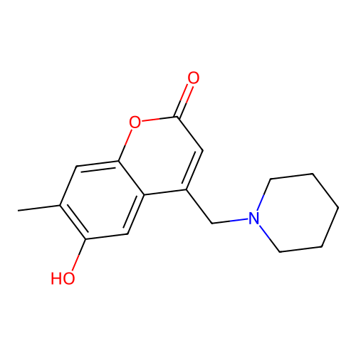 6-hydroxy-7-methyl-4-(piperidin-1-ylmethyl)-2H-chromen-2-one structure