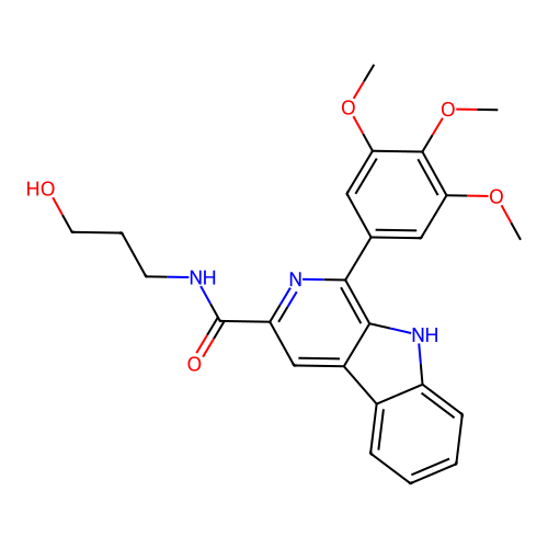 N-(3-hydroxypropyl)-1-(3,4,5-trimethoxyphenyl)-9H-pyrido[3,4-b]indole-3-carboxamide structure