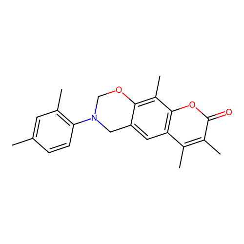 3-(2,4-dimethylphenyl)-6,7,10-trimethyl-3,4-dihydrochromeno[6,7-e][1,3]oxazin-8(2H)-one structure