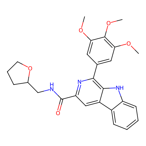 N-(oxolan-2-ylmethyl)-1-(3,4,5-trimethoxyphenyl)-9H-pyrido[3,4-b]indole-3-carboxamide structure
