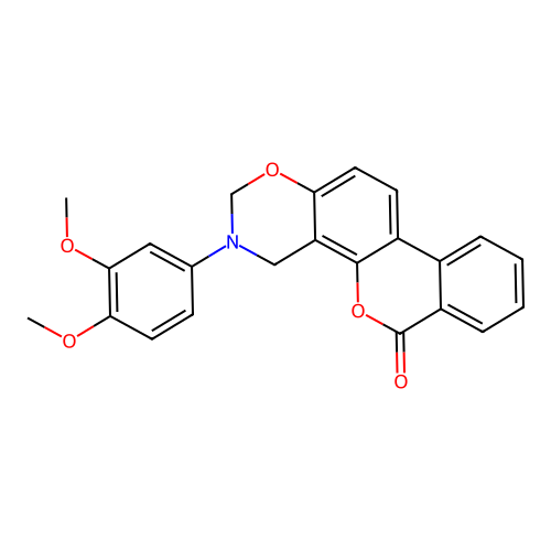 3-(3,4-dimethoxyphenyl)-3,4-dihydrobenzo[3,4]chromeno[8,7-e][1,3]oxazin-6(2H)-one structure