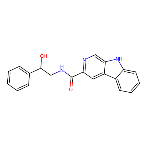 N-(2-hydroxy-2-phenylethyl)-9H-pyrido[3,4-b]indole-3-carboxamide structure