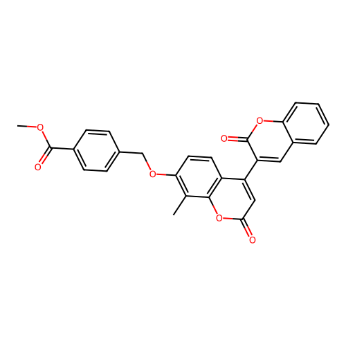 methyl 4-(((8'-methyl-2,2'-dioxo-2H,2'H-[3,4'-bichromen]-7'-yl)oxy)methyl)benzoate structure