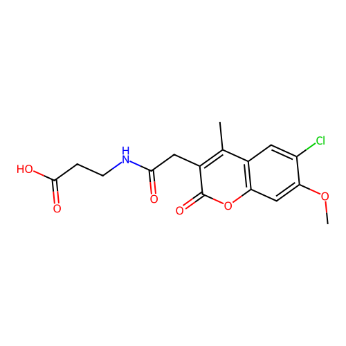 3-(2-(6-chloro-7-methoxy-4-methyl-2-oxo-2H-chromen-3-yl)acetamido)propanoic acid structure