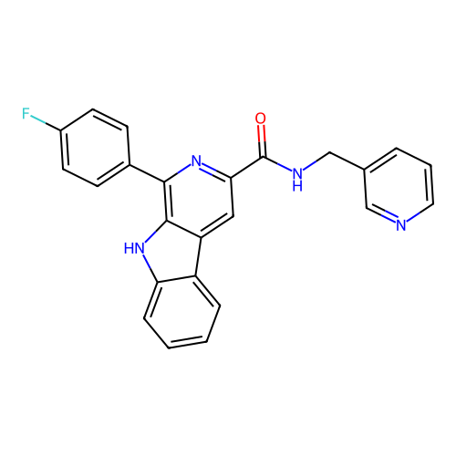 1-(4-fluorophenyl)-N-(pyridin-3-ylmethyl)-9H-pyrido[3,4-b]indole-3-carboxamide structure