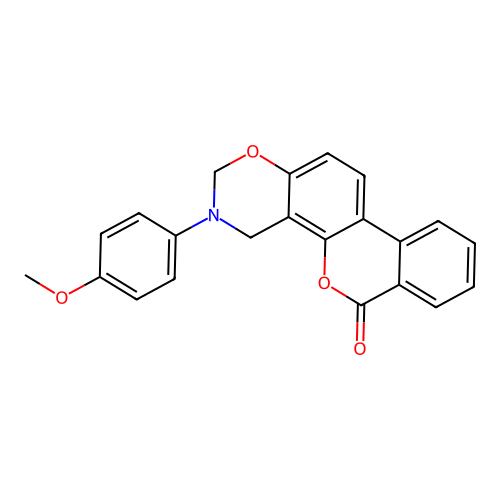 3-(4-methoxyphenyl)-3,4-dihydrobenzo[3,4]chromeno[8,7-e][1,3]oxazin-6(2H)-one structure