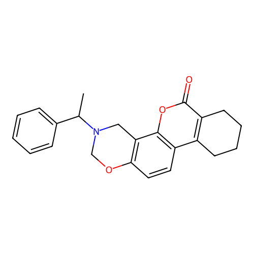 3-(1-phenylethyl)-3,4,7,8,9,10-hexahydrobenzo[3,4]chromeno[8,7-e][1,3]oxazin-6(2H)-one structure
