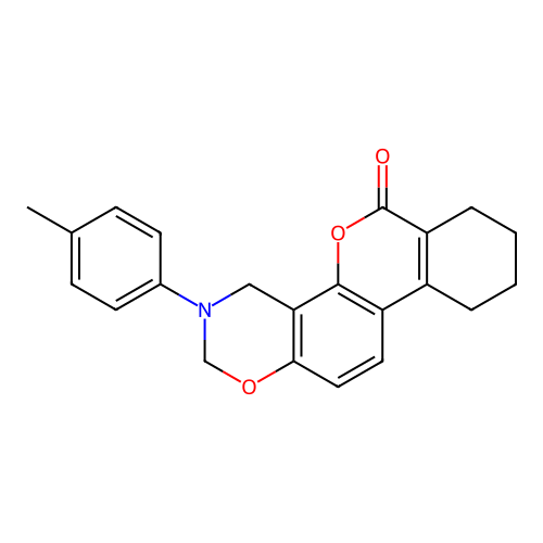 3-(4-methylphenyl)-3,4,7,8,9,10-hexahydro-2H,6H-benzo[3,4]chromeno[8,7-e][1,3]oxazin-6-one structure
