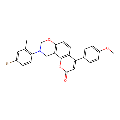 9-(4-bromo-2-methylphenyl)-4-(4-methoxyphenyl)-9,10-dihydrochromeno[8,7-e][1,3]oxazin-2(8H)-one structure