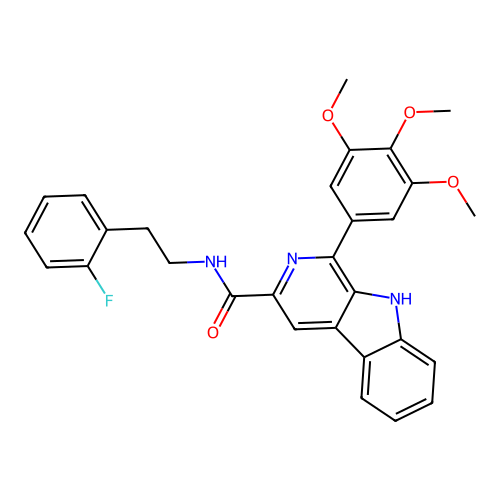 N-(2-fluorophenethyl)-1-(3,4,5-trimethoxyphenyl)-9H-pyrido[3,4-b]indole-3-carboxamide structure