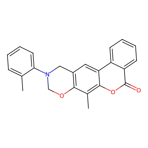 7-methyl-10-(o-tolyl)-10,11-dihydrobenzo[3,4]chromeno[6,7-e][1,3]oxazin-5(9H)-one structure