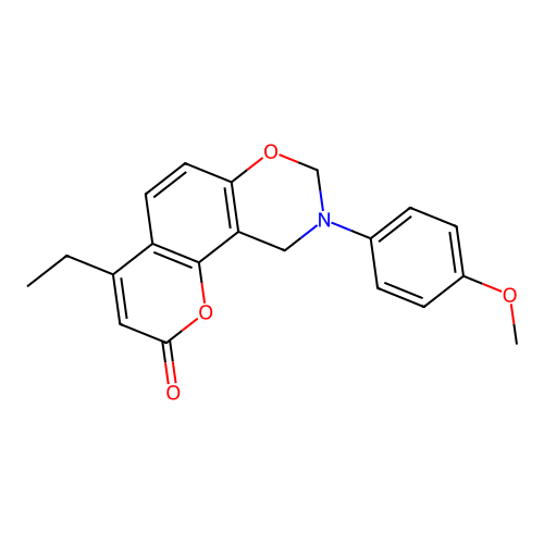 4-ethyl-9-(4-methoxyphenyl)-9,10-dihydrochromeno[8,7-e][1,3]oxazin-2(8H)-one structure