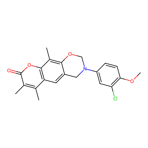 3-(3-chloro-4-methoxyphenyl)-6,7,10-trimethyl-3,4-dihydrochromeno[6,7-e][1,3]oxazin-8(2H)-one structure