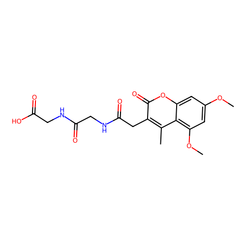 2-(2-(2-(5,7-dimethoxy-4-methyl-2-oxo-2H-chromen-3-yl)acetamido)acetamido)acetic acid structure