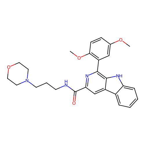 1-(2,5-dimethoxyphenyl)-N-(3-morpholin-4-ylpropyl)-9H-pyrido[3,4-b]indole-3-carboxamide structure