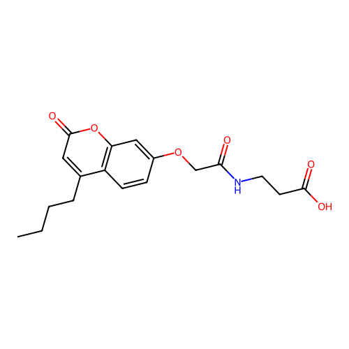 N-{[(4-butyl-2-oxo-2H-chromen-7-yl)oxy]acetyl}-beta-alanine structure