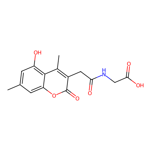 N-[(5-hydroxy-4,7-dimethyl-2-oxo-2H-chromen-3-yl)acetyl]glycine structure