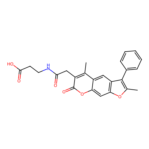 3-(2-(2,5-dimethyl-7-oxo-3-phenyl-7H-furo[3,2-g]chromen-6-yl)acetamido)propanoic acid structure
