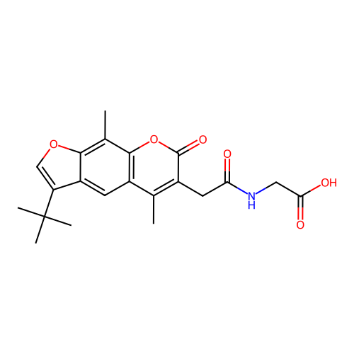 N-[(3-tert-butyl-5,9-dimethyl-7-oxo-7H-furo[3,2-g]chromen-6-yl)acetyl]glycine structure