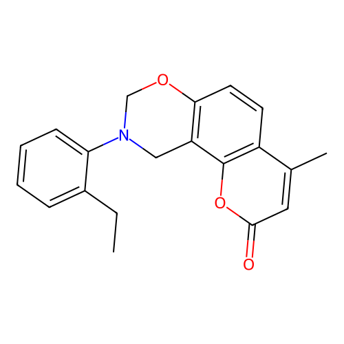9-(2-ethylphenyl)-4-methyl-9,10-dihydrochromeno[8,7-e][1,3]oxazin-2(8H)-one structure