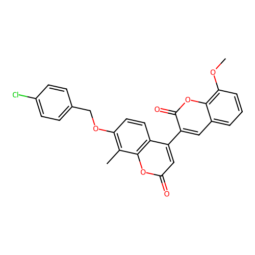 7'-((4-chlorobenzyl)oxy)-8-methoxy-8'-methyl-2H,2'H-[3,4'-bichromene]-2,2'-dione structure