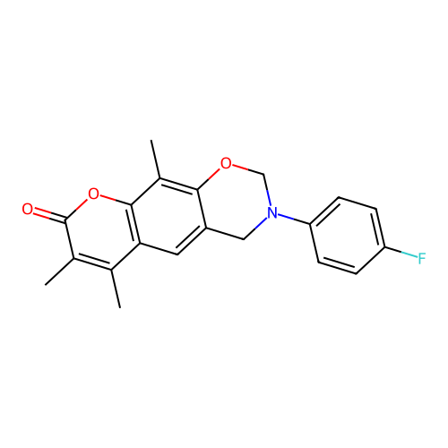 3-(4-fluorophenyl)-6,7,10-trimethyl-3,4-dihydrochromeno[6,7-e][1,3]oxazin-8(2H)-one structure